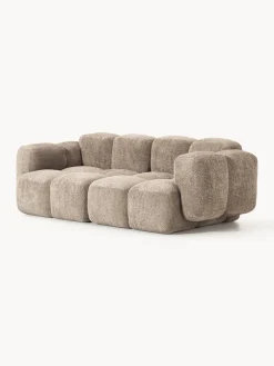 Sofás 3 Plazas|Sofás></noscript>Westwing Collection Sofá modular de borreguillo bouclé Tayla (3 plazas) Borreguillo bouclé gris pardo