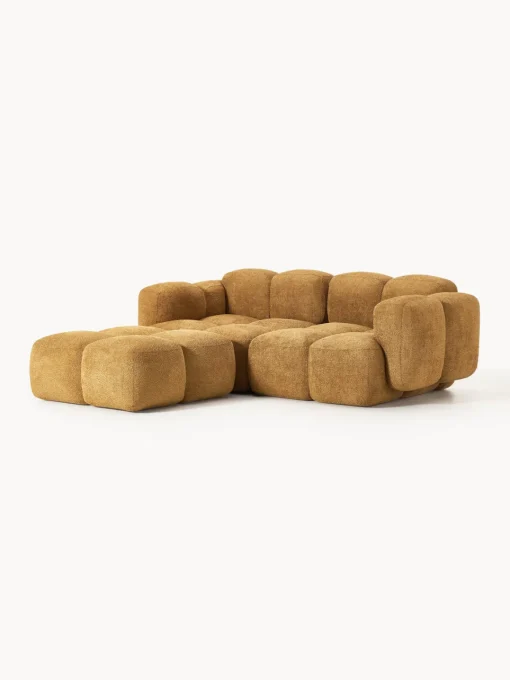 Sofás Rinconeras|Sofás>Westwing Collection Sofá modular de borreguillo bouclé con reposapiés izquierdo/derecho Tayla (3 plazas) Borreguillo bouclé ocre