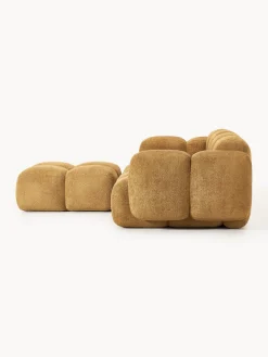 Sofás Rinconeras|Sofás></noscript>Westwing Collection Sofá modular de borreguillo bouclé con reposapiés izquierdo/derecho Tayla (3 plazas) Borreguillo bouclé ocre