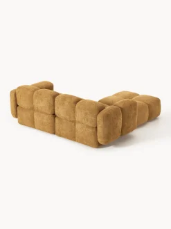 Sofás Rinconeras|Sofás></noscript>Westwing Collection Sofá modular de borreguillo bouclé con reposapiés izquierdo/derecho Tayla (3 plazas) Borreguillo bouclé ocre