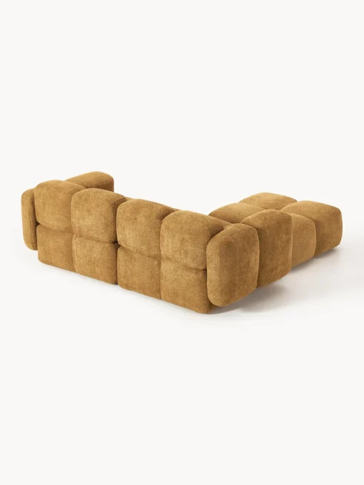 Sofás Rinconeras|Sofás>Westwing Collection Sofá modular de borreguillo bouclé con reposapiés izquierdo/derecho Tayla (3 plazas) Borreguillo bouclé ocre
