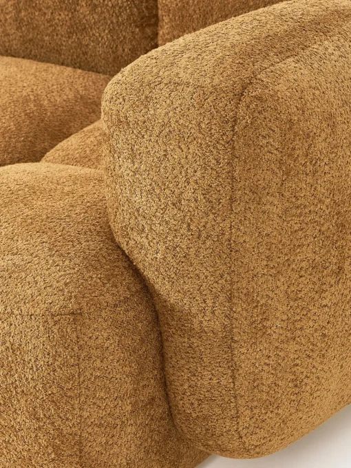 Sofás Rinconeras|Sofás>Westwing Collection Sofá modular de borreguillo bouclé con reposapiés izquierdo/derecho Tayla (3 plazas) Borreguillo bouclé ocre