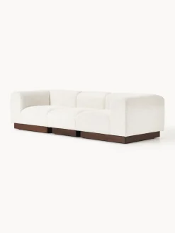 Sofás 3 Plazas|Sofás></noscript>Westwing Collection Sofá modular de borreguillo bouclé Natalie (3 plazas) Borreguillo bouclé blanco Off White, madera de haya oscura