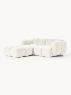 New Sofá modular de borreguillo bouclé con reposapiés Tayla (3 plazas) Sofás Rinconeras|Sofás