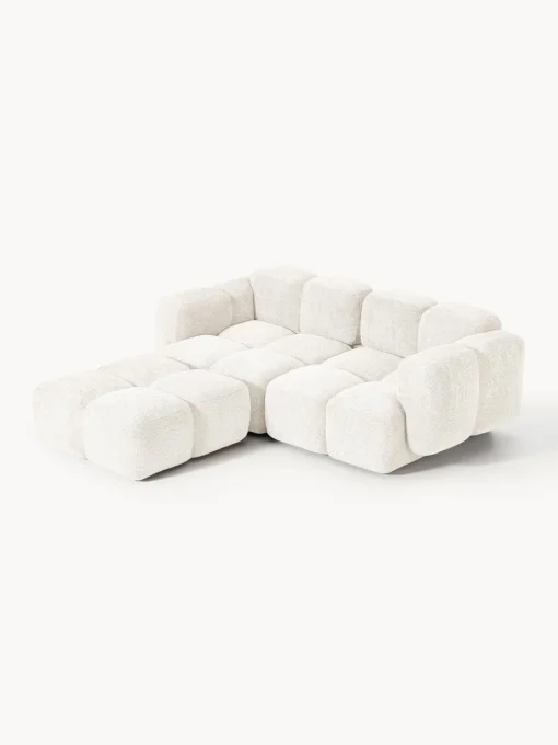 New Sofá modular de borreguillo bouclé con reposapiés Tayla (3 plazas) Sofás Rinconeras|Sofás