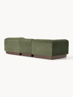 Sofás 3 Plazas|Sofás></noscript>Westwing Collection Sofá modular de borreguillo bouclé Natalie (3 plazas) Borreguillo bouclé verde oscuro, madera oscura