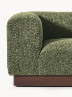 Sofás 3 Plazas|Sofás></noscript>Westwing Collection Sofá modular de borreguillo bouclé Natalie (3 plazas) Borreguillo bouclé verde oscuro, madera oscura