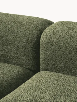 Sofás 3 Plazas|Sofás></noscript>Westwing Collection Sofá modular de borreguillo bouclé Natalie (3 plazas) Borreguillo bouclé verde oscuro, madera oscura