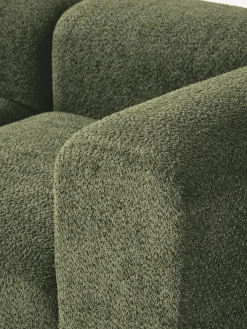 Sofás 3 Plazas|Sofás></noscript>Westwing Collection Sofá modular de borreguillo bouclé Natalie (3 plazas) Borreguillo bouclé verde oscuro, madera oscura