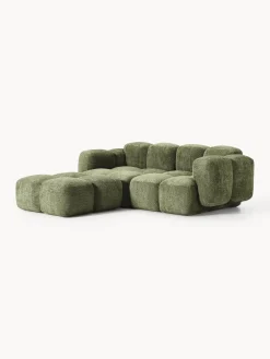 Discount Sofá modular de borreguillo bouclé con reposapiés Tayla (3 plazas) Sofás Rinconeras|Sofás