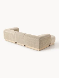 Sofás Rinconeras|Sofás></noscript>Westwing Collection Sofá modular de borreguillo bouclé con reposapiés Natalie (3 plazas, izquierda/derecha) Borreguillo bouclé beige, madera de haya clara