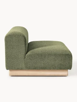 Sofás 2 Plazas|Sofás></noscript>Westwing Collection Sofá modular de borreguillo bouclé Natalie (2 plazas) Borreguillo bouclé verde oscuro, madera de haya clara