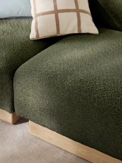 Sofás 2 Plazas|Sofás></noscript>Westwing Collection Sofá modular de borreguillo bouclé Natalie (2 plazas) Borreguillo bouclé verde oscuro, madera de haya clara