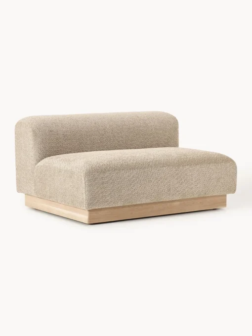 Sofás 2 Plazas|Sofás>Westwing Collection Sofá modular de borreguillo bouclé Natalie (2 plazas) Borreguillo bouclé beige, madera de haya clara