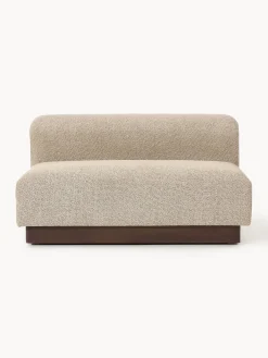 Sofás 2 Plazas|Sofás>Westwing Collection Sofá modular de borreguillo bouclé Natalie (2 plazas) Borreguillo bouclé beige, madera de haya oscura