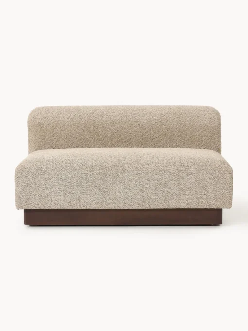 Sofás 2 Plazas|Sofás>Westwing Collection Sofá modular de borreguillo bouclé Natalie (2 plazas) Borreguillo bouclé beige, madera de haya oscura