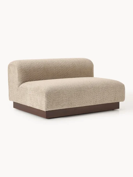 Sofás 2 Plazas|Sofás>Westwing Collection Sofá modular de borreguillo bouclé Natalie (2 plazas) Borreguillo bouclé beige, madera de haya oscura
