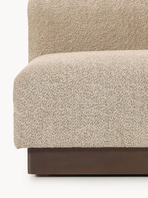 Sofás 2 Plazas|Sofás>Westwing Collection Sofá modular de borreguillo bouclé Natalie (2 plazas) Borreguillo bouclé beige, madera de haya oscura