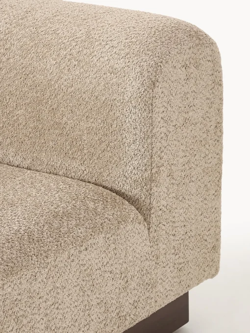 Sofás 2 Plazas|Sofás>Westwing Collection Sofá modular de borreguillo bouclé Natalie (2 plazas) Borreguillo bouclé beige, madera de haya oscura