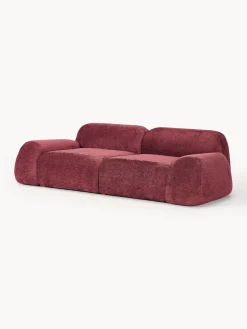 Sofás 3 Plazas|Sofás></noscript>Westwing Collection Sofá modular de borreguillo bouclé Wolke (3 plazas) Borreguillo bouclé rojo vino