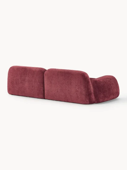 Sofás 3 Plazas|Sofás>Westwing Collection Sofá modular de borreguillo bouclé Wolke (3 plazas) Borreguillo bouclé rojo vino