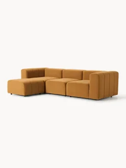 Sofás Rinconeras|Sofás></noscript>Westwing Collection Sofá modular de terciopelo con reposapiés izquierdo/derecho Lena (4 plazas) Terciopelo ocre