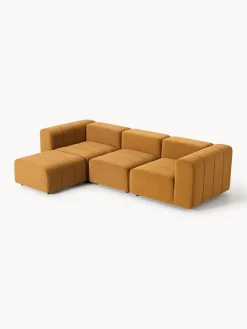 Sofás Rinconeras|Sofás></noscript>Westwing Collection Sofá modular de terciopelo con reposapiés izquierdo/derecho Lena (4 plazas) Terciopelo ocre