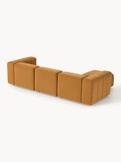 Sofás Rinconeras|Sofás>Westwing Collection Sofá modular de terciopelo con reposapiés izquierdo/derecho Lena (4 plazas) Terciopelo ocre