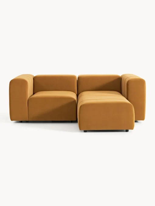 Hot Sofá modular de terciopelo con reposapiés Lena (3 plazas) Sofás Rinconeras|Sofás