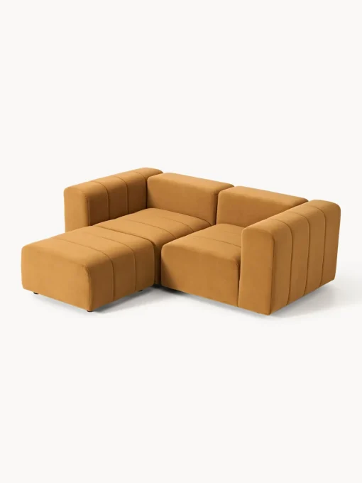 Hot Sofá modular de terciopelo con reposapiés Lena (3 plazas) Sofás Rinconeras|Sofás