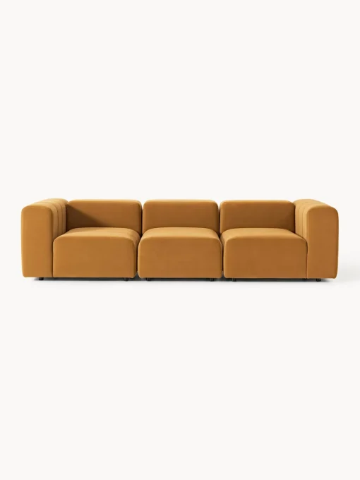 Sofás 3 Plazas|Sofás>Westwing Collection Sofá modular de terciopelo Lena (4 plazas) Terciopelo ocre