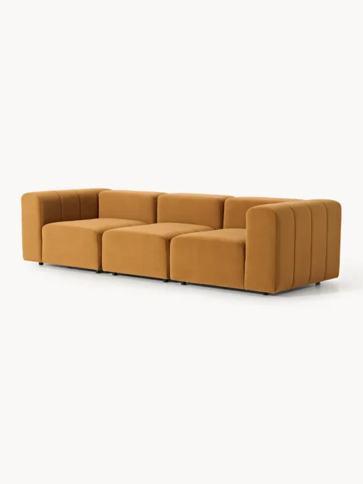 Sofás 3 Plazas|Sofás>Westwing Collection Sofá modular de terciopelo Lena (4 plazas) Terciopelo ocre