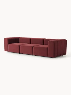 Sofás 3 Plazas|Sofás></noscript>Westwing Collection Sofá modular de terciopelo con reposapiés Lena (3 plazas) Terciopelo rojo vino