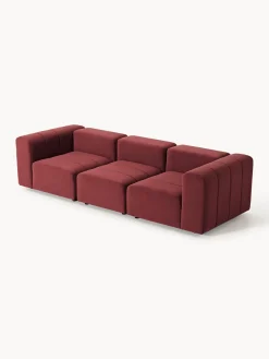 Sofás 3 Plazas|Sofás></noscript>Westwing Collection Sofá modular de terciopelo con reposapiés Lena (3 plazas) Terciopelo rojo vino
