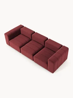 Sofás 3 Plazas|Sofás></noscript>Westwing Collection Sofá modular de terciopelo con reposapiés Lena (3 plazas) Terciopelo rojo vino