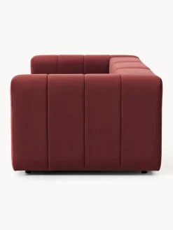 Sofás 3 Plazas|Sofás></noscript>Westwing Collection Sofá modular de terciopelo con reposapiés Lena (3 plazas) Terciopelo rojo vino