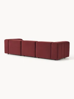 Sofás 3 Plazas|Sofás></noscript>Westwing Collection Sofá modular de terciopelo con reposapiés Lena (3 plazas) Terciopelo rojo vino