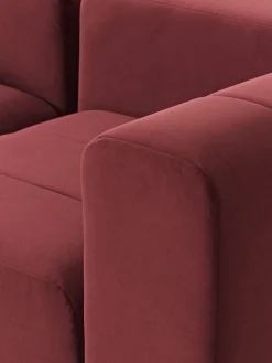 Sofás 3 Plazas|Sofás></noscript>Westwing Collection Sofá modular de terciopelo con reposapiés Lena (3 plazas) Terciopelo rojo vino