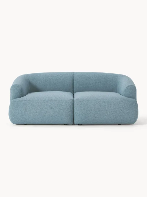Sofás 2 Plazas|Sofás>Westwing Collection Sofá modular en tejido bouclé Sofia (2 plazas) Bouclé azul
