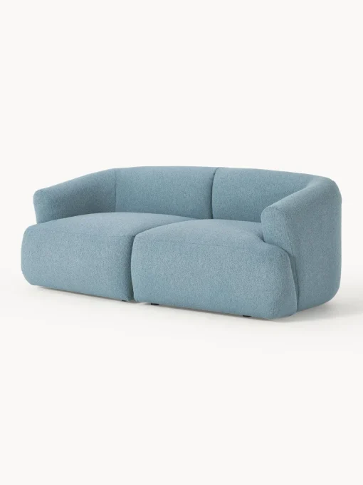 Sofás 2 Plazas|Sofás>Westwing Collection Sofá modular en tejido bouclé Sofia (2 plazas) Bouclé azul