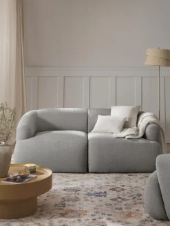 Sofás 2 Plazas|Sofás>Westwing Collection Sofá modular en tejido bouclé Sofia (2 plazas) Bouclé gris claro