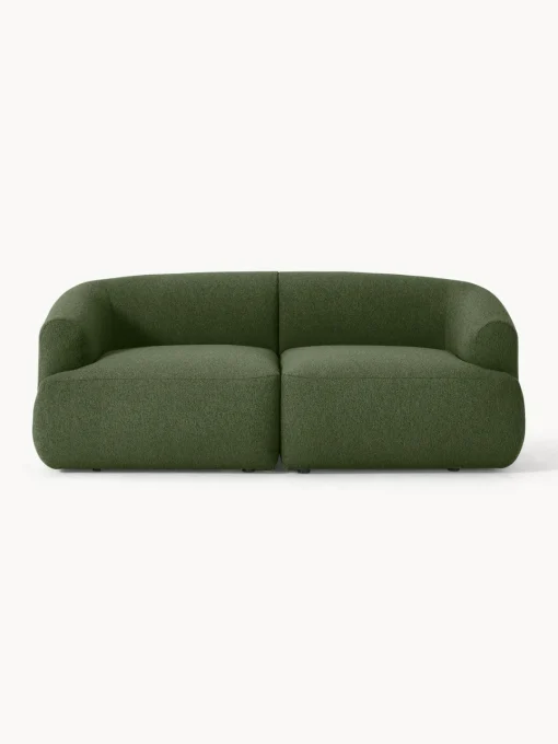 Sofás 2 Plazas|Sofás>Westwing Collection Sofá modular en tejido bouclé Sofia (2 plazas) Bouclé verde oscuro