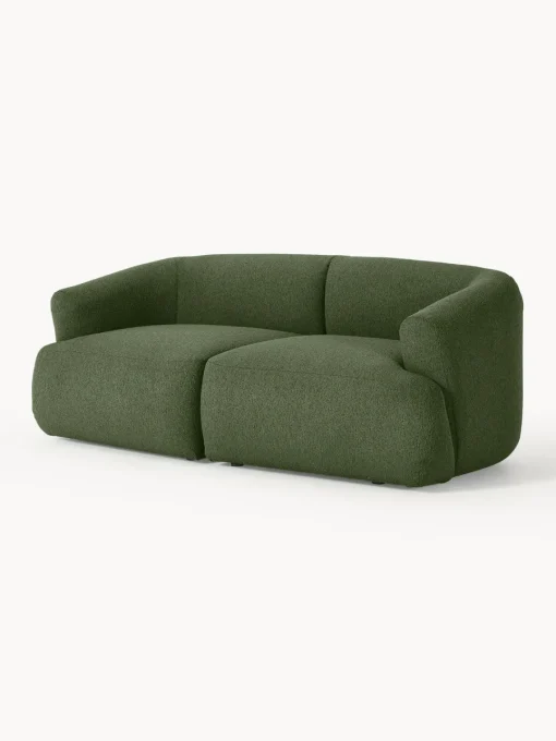 Sofás 2 Plazas|Sofás>Westwing Collection Sofá modular en tejido bouclé Sofia (2 plazas) Bouclé verde oscuro