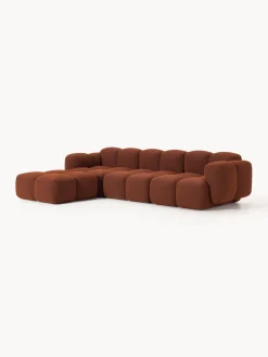 Sofás Rinconeras|Sofás></noscript>Westwing Collection Sofá modular en tejido bouclé con reposapiés Tayla (4 plazas) Bouclé terracota