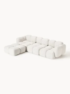 Sofás Rinconeras|Sofás></noscript>Westwing Collection Sofá modular en tejido bouclé con reposapiés Tayla (4 plazas) Bouclé blanco Off White