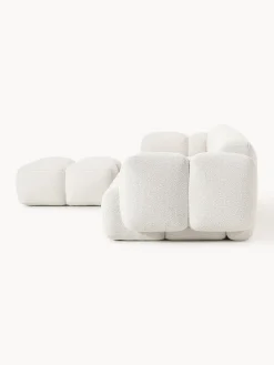 Sofás Rinconeras|Sofás></noscript>Westwing Collection Sofá modular en tejido bouclé con reposapiés Tayla (4 plazas) Bouclé blanco Off White