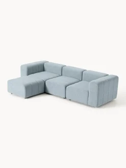 Sofás Rinconeras|Sofás></noscript>Westwing Collection Sofá modular en tejido bouclé con reposapiés izquierdo/derecho Lena (4 plazas) Bouclé azul claro