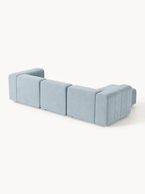 Sofás Rinconeras|Sofás>Westwing Collection Sofá modular en tejido bouclé con reposapiés izquierdo/derecho Lena (4 plazas) Bouclé azul claro