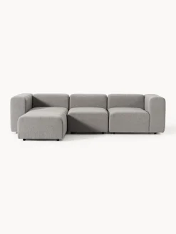 Sofás Rinconeras|Sofás>Westwing Collection Sofá modular en tejido bouclé con reposapiés izquierdo/derecho Lena (4 plazas) Bouclé gris