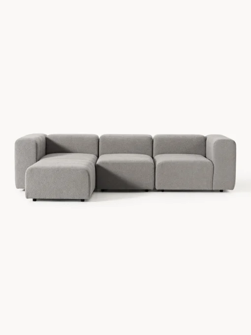 Sofás Rinconeras|Sofás>Westwing Collection Sofá modular en tejido bouclé con reposapiés izquierdo/derecho Lena (4 plazas) Bouclé gris
